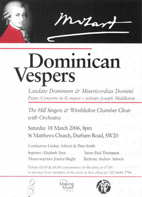 Mozart - Dominican Vespers